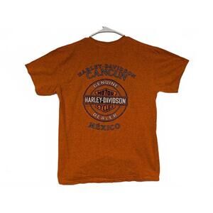 Harley-Davidson Cancun Mexico Tee - Vintage Style Genuine Oil 2013 Orange